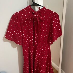 Red Dress with White Heart Pattern